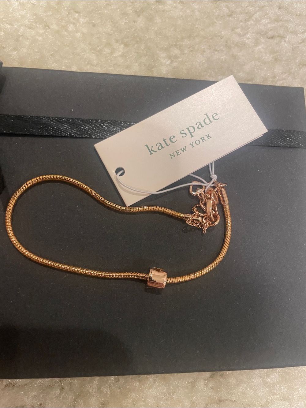 kate spade Rose Gold Cube Pendant Snake Chain Necklace